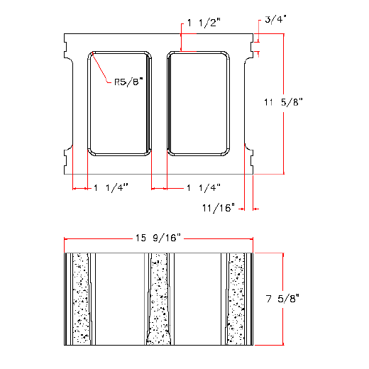 Standard 12" Block D12816-1248
